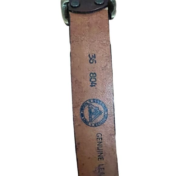 Creative Leather embossed brown leather vintage belt men’s waist 36 - Picture 11 of 11